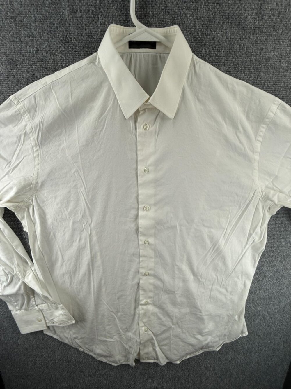 Emporio Armani 17.5 Cotton Nylon Spandex White Italian Solid Elegant Button Up